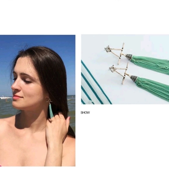 Green Tassel Dangle Women's Boho Earrings Jewelry - Picture 3 of 5